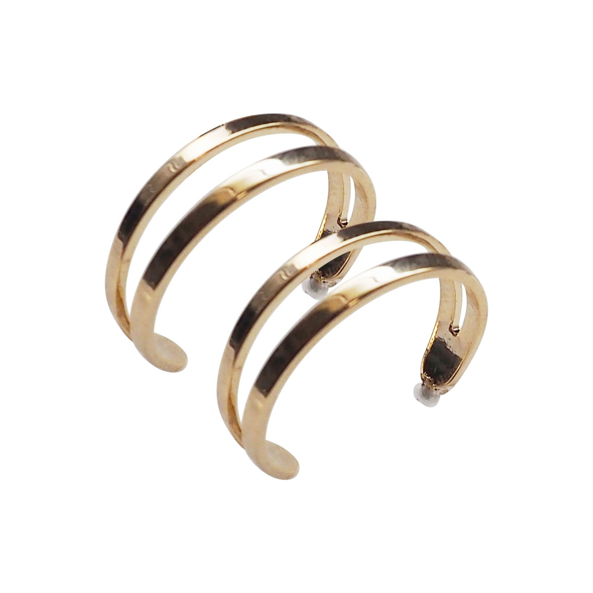 Gold Two Invisible Clip On Hoop Earrings - Miyabi Grace