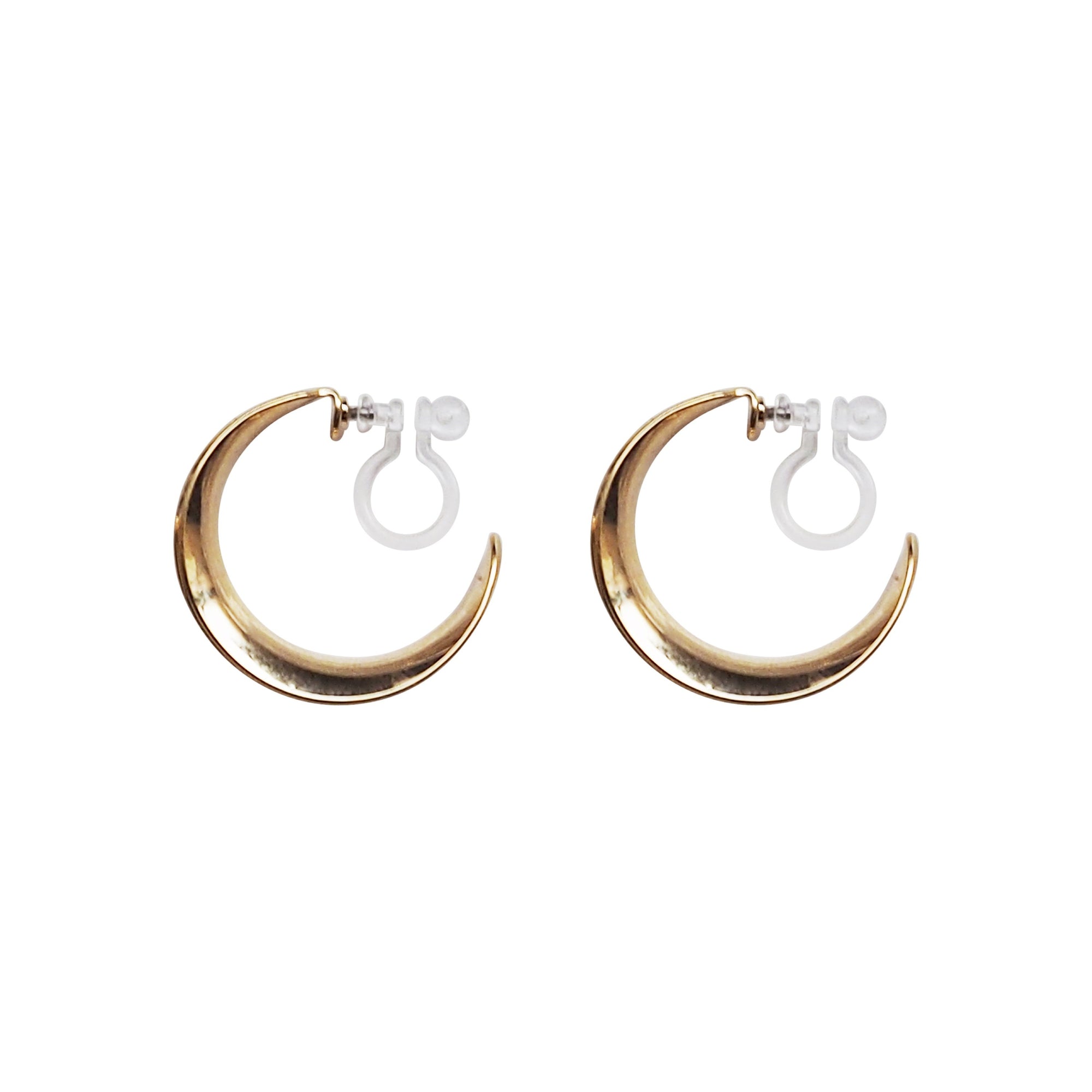 Gold Large Wide Invisible Clip On Hoop Earrings - Miyabi Grace