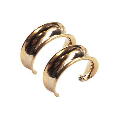 Gold Large Wide Invisible Clip On Hoop Earrings - Miyabi Grace