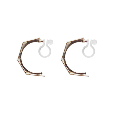 Gold Wide Curved Invisible Clip On Hoop Earrings - Miyabi Grace