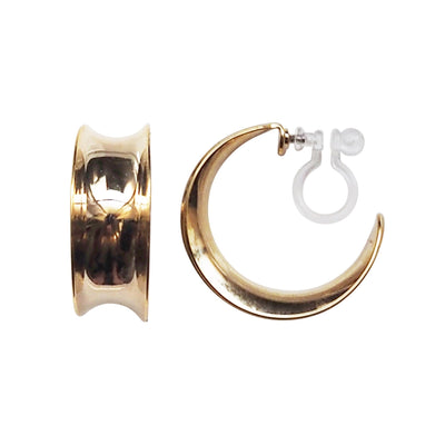 Gold Large Wide Invisible Clip On Hoop Earrings - Miyabi Grace