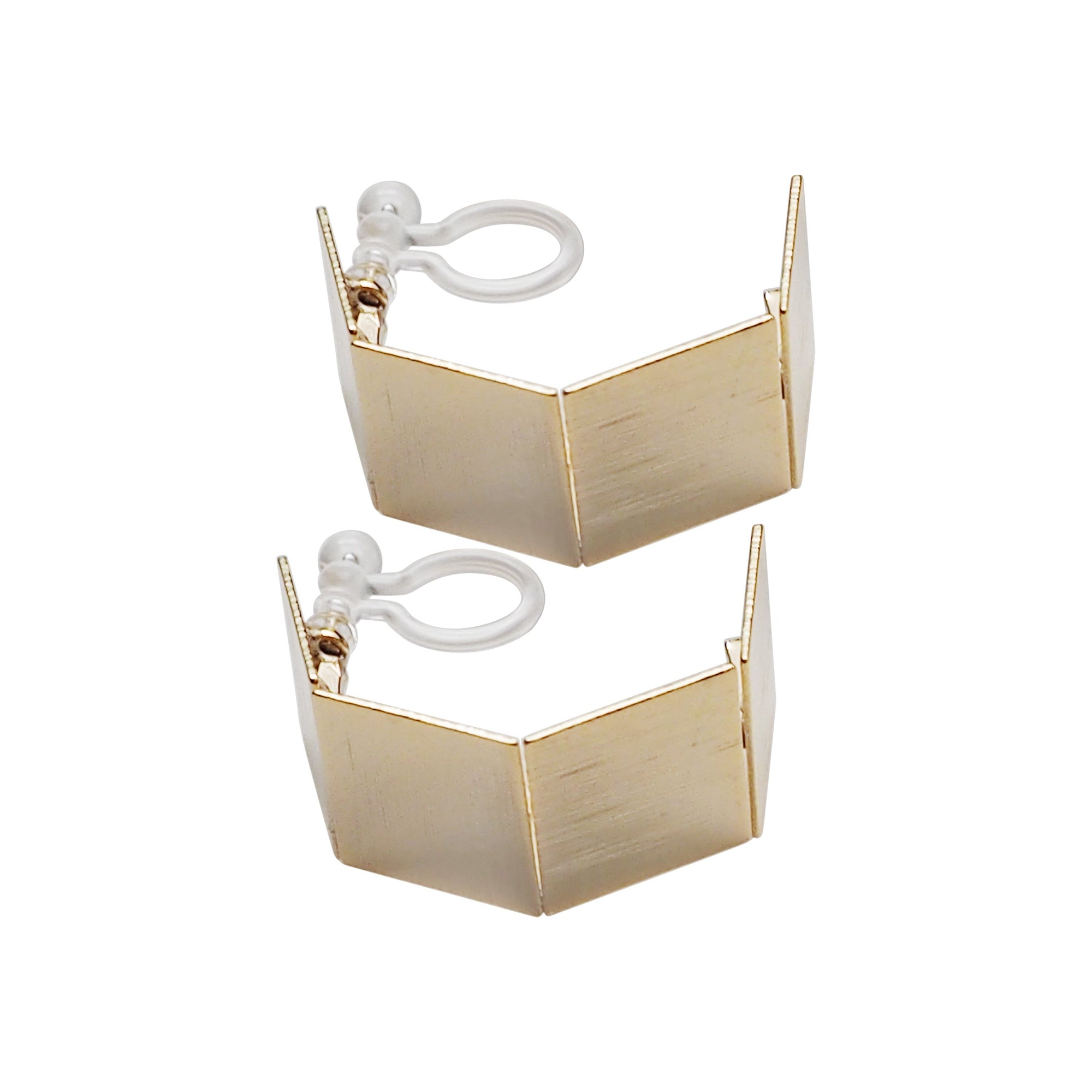 Gold Wide Curved Invisible Clip On Hoop Earrings - Miyabi Grace