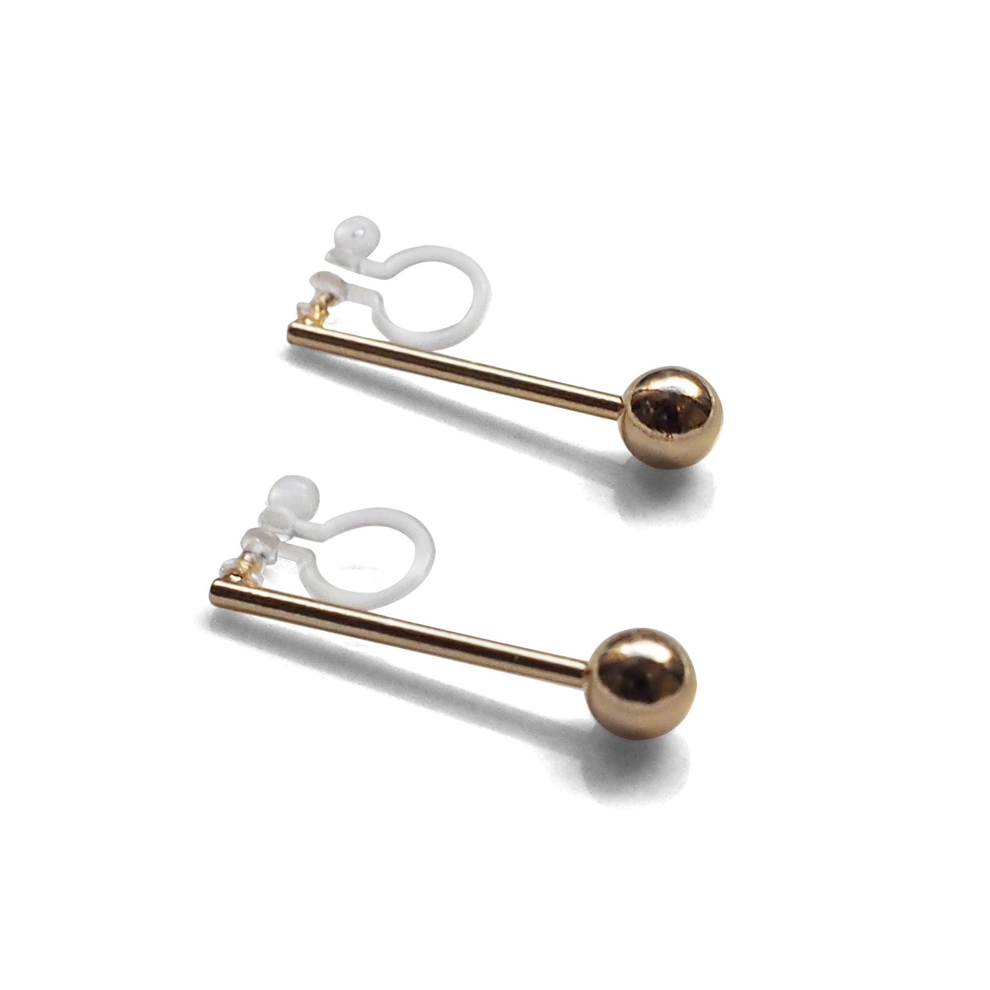 Ball invisible clip on stud earrings ( Gold tone ) - miyabigracejewelry.com