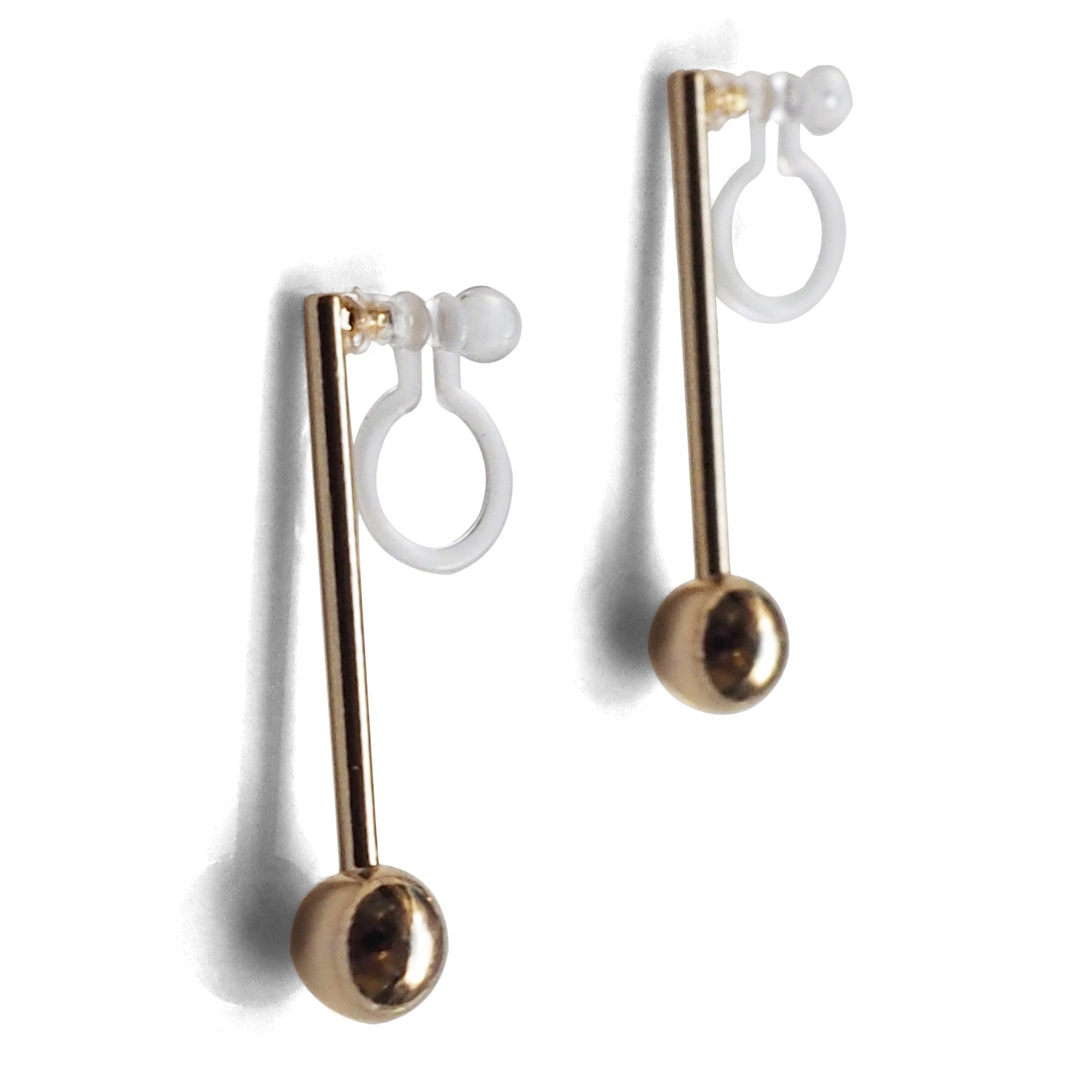Ball invisible clip on stud earrings ( Gold tone ) - miyabigracejewelry.com