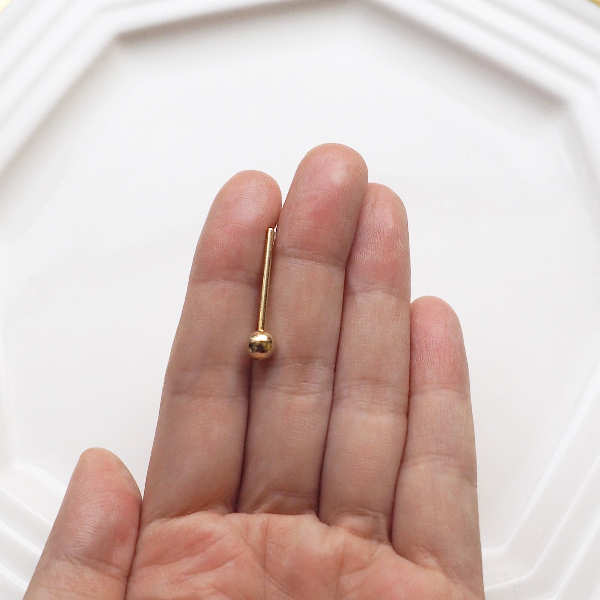 Ball invisible clip on stud earrings ( Gold tone ) - miyabigracejewelry.com