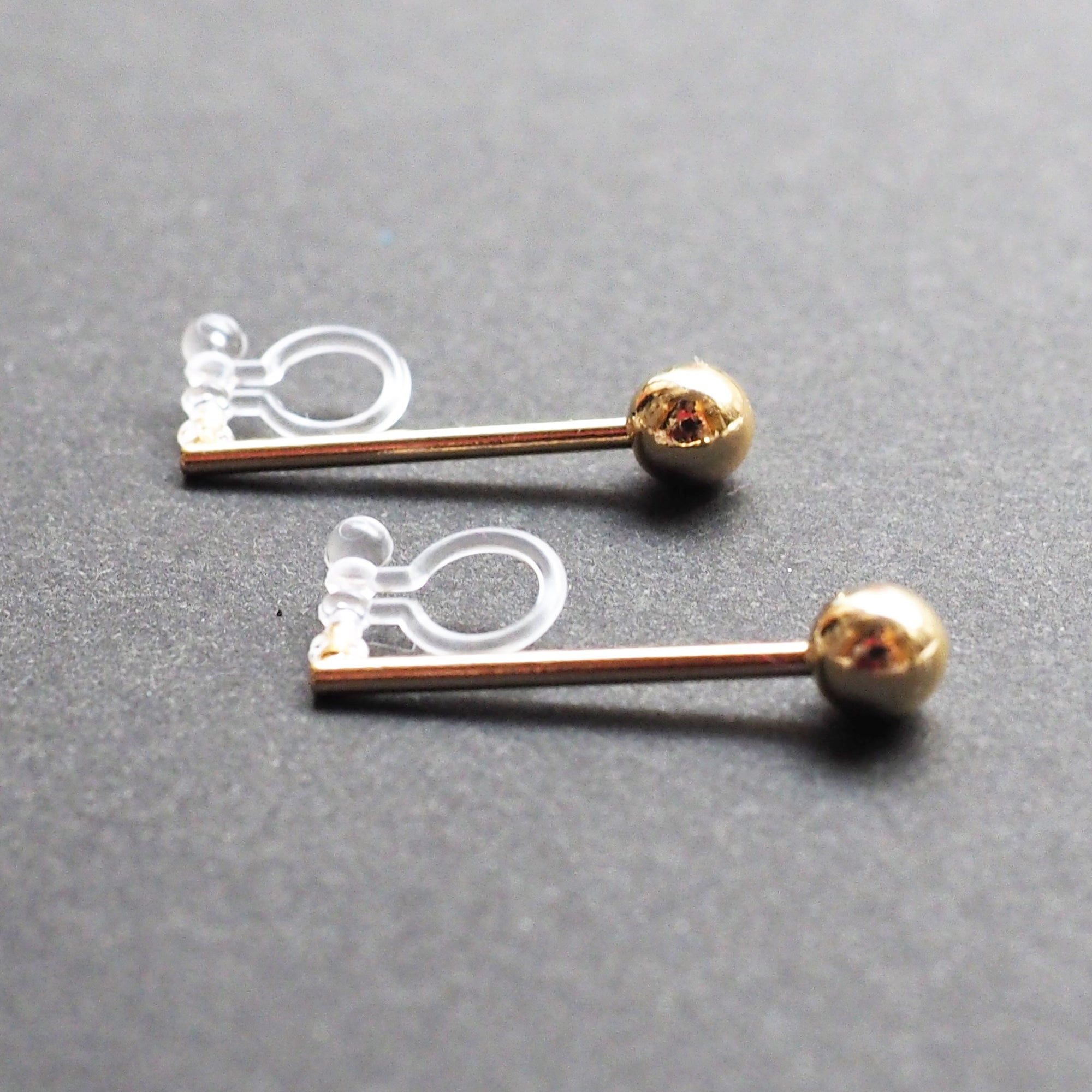 Ball invisible clip on stud earrings ( Gold tone ) - miyabigracejewelry.com