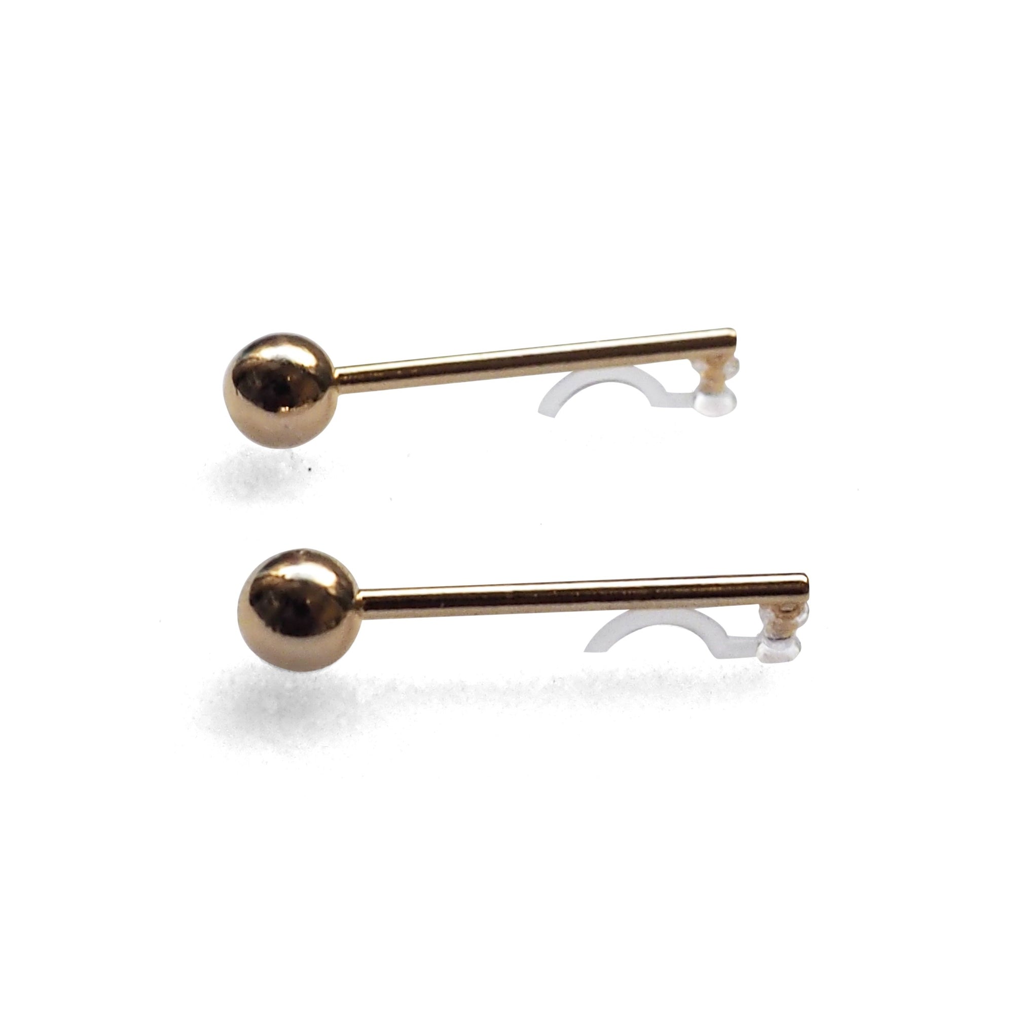 Ball invisible clip on stud earrings ( Gold tone ) - miyabigracejewelry.com