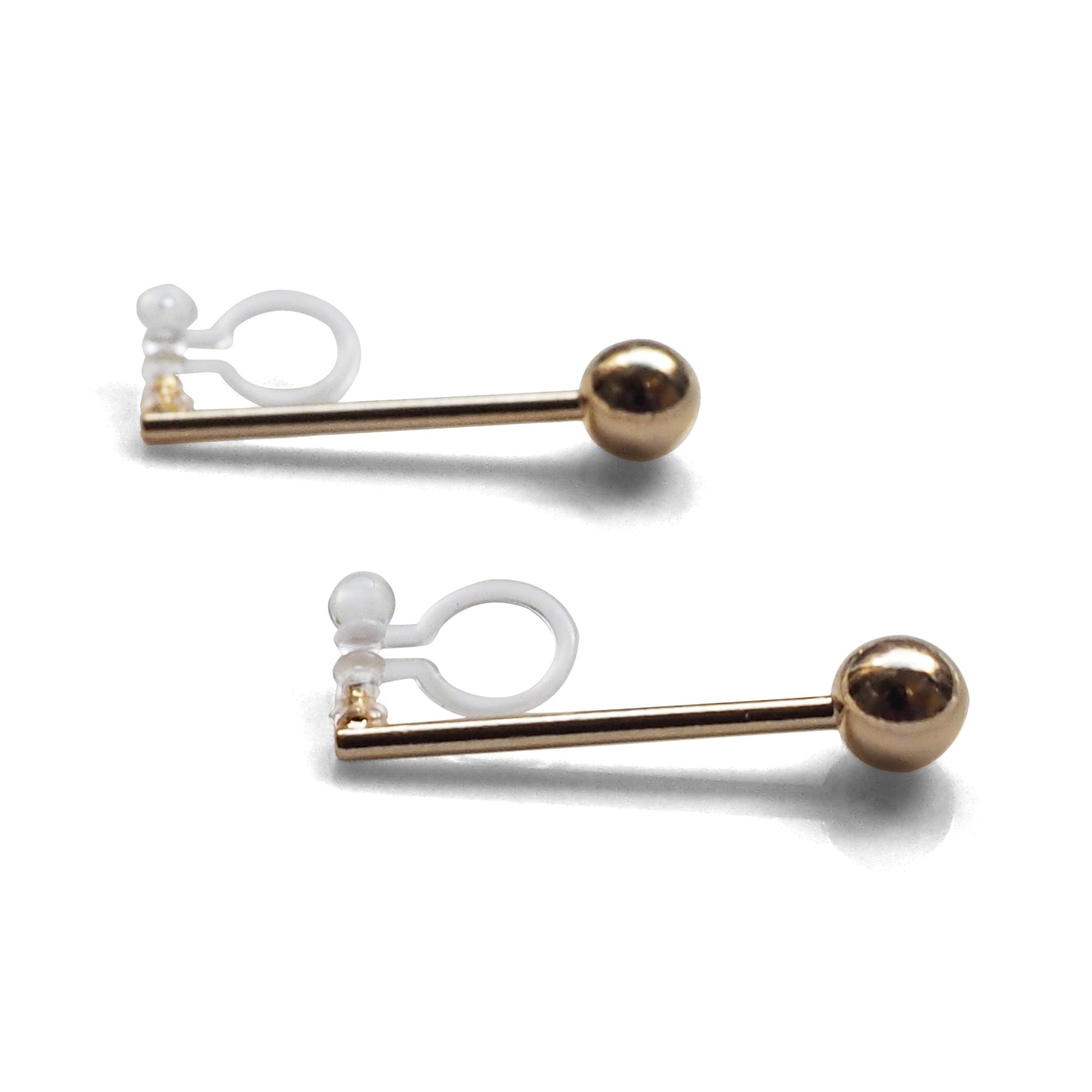 Ball invisible clip on stud earrings ( Gold tone ) - miyabigracejewelry.com