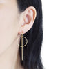 Double hoop with bar invisible clip on stud earrings ( Gold tone ) - miyabigracejewelry.com