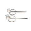 Double hoop with bar invisible clip on stud earrings ( Gold tone ) - miyabigracejewelry.com