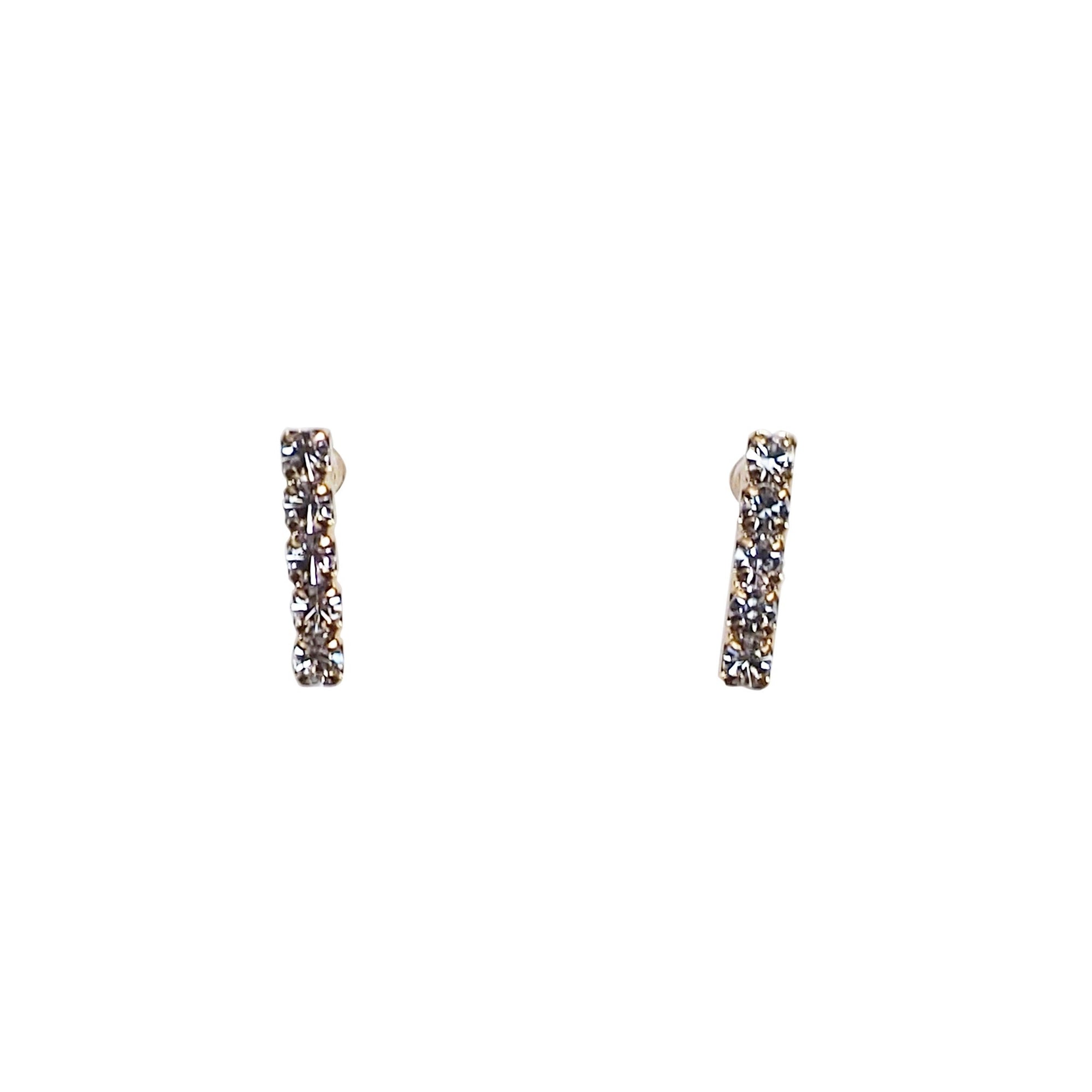 Short rhinestone bar invisible clip on earrings ( Gold tone ) - miyabigracejewelry.com