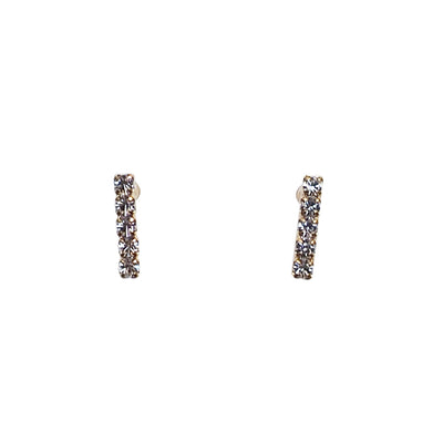 Short rhinestone bar invisible clip on earrings ( Gold tone ) - miyabigracejewelry.com