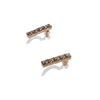 Short rhinestone bar invisible clip on earrings ( Gold tone ) - miyabigracejewelry.com