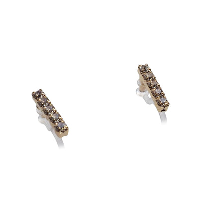 Short rhinestone bar invisible clip on earrings ( Gold tone ) - miyabigracejewelry.com