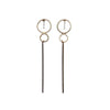 Double hoop with long bar invisible clip on stud earrings ( Gold tone ) - miyabigracejewelry.com