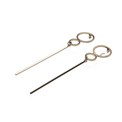 Double hoop with long bar invisible clip on stud earrings ( Gold tone ) - miyabigracejewelry.com