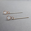 Double hoop with long bar invisible clip on stud earrings ( Gold tone ) - miyabigracejewelry.com