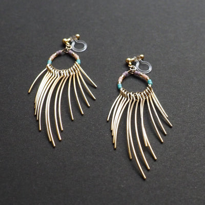 Gradated Fringe invisible clip on earrings ( Gold tone ) - miyabigracejewelry.com