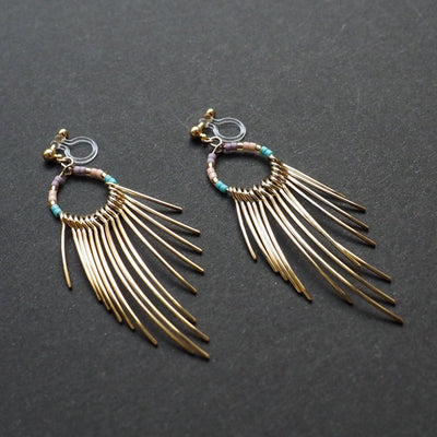 Gradated Fringe invisible clip on earrings ( Gold tone ) - miyabigracejewelry.com