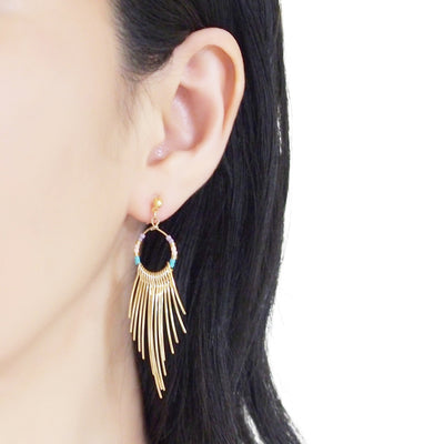 Gradated Fringe invisible clip on earrings ( Gold tone ) - miyabigracejewelry.com