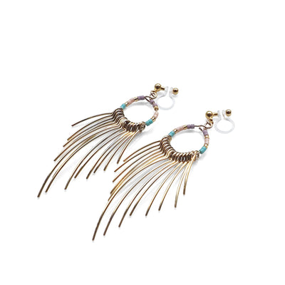 Gradated Fringe invisible clip on earrings ( Gold tone ) - miyabigracejewelry.com