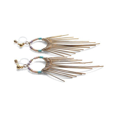 Gradated Fringe invisible clip on earrings ( Gold tone ) - miyabigracejewelry.com