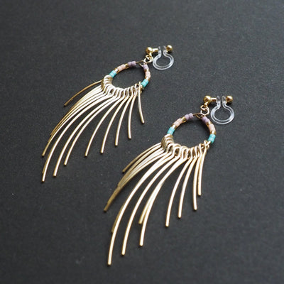 Gradated Fringe invisible clip on earrings ( Gold tone ) - miyabigracejewelry.com