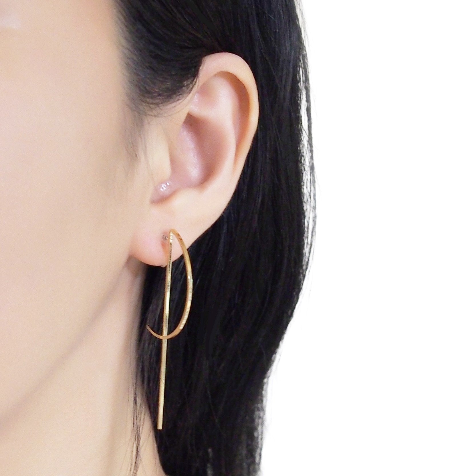 Half-moon invisible clip on stud earrings ( Gold tone ) - miyabigracejewelry.com