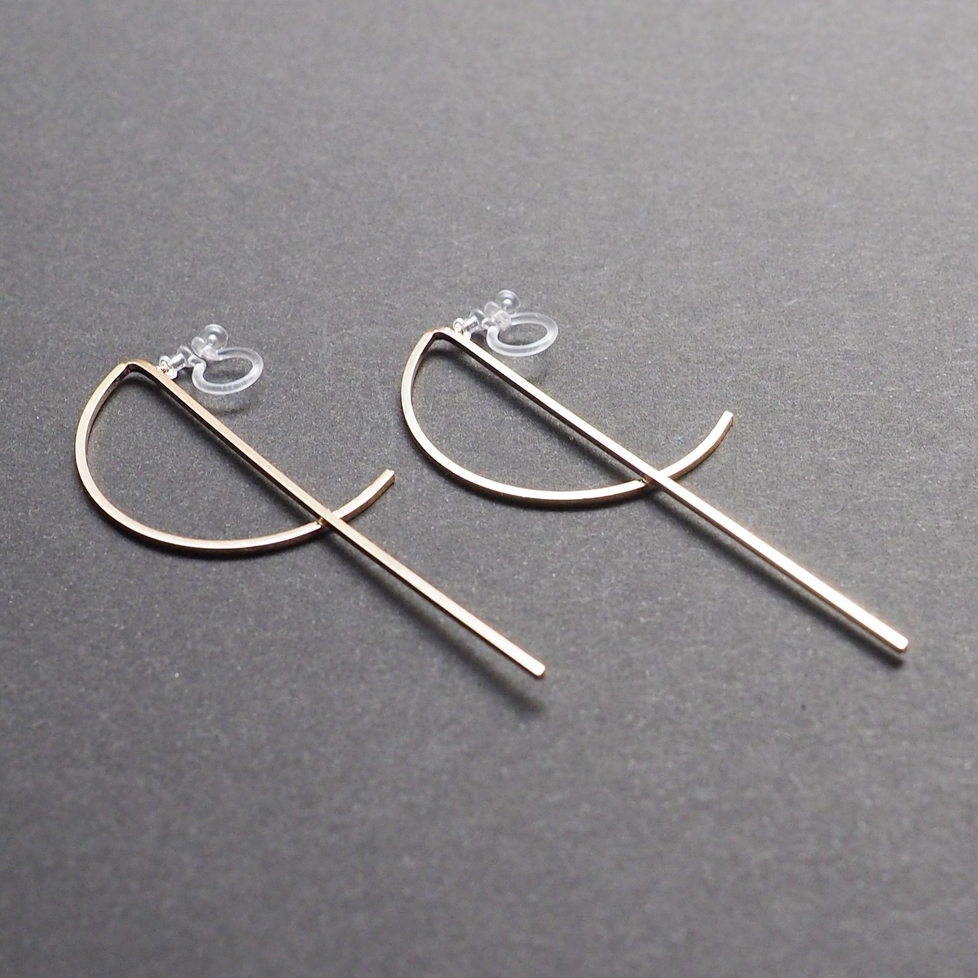 Half-moon invisible clip on stud earrings ( Gold tone ) - miyabigracejewelry.com