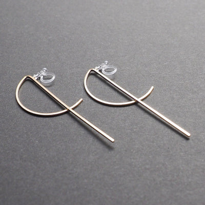 Half-moon invisible clip on stud earrings ( Gold tone ) - miyabigracejewelry.com