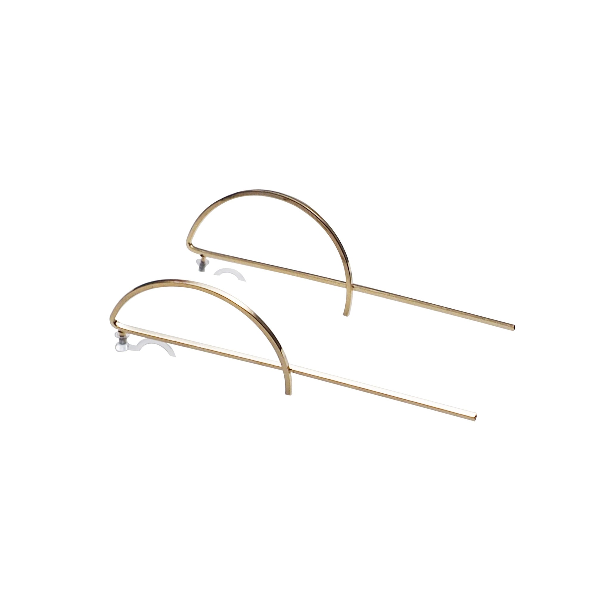 Half-moon invisible clip on stud earrings ( Gold tone ) - miyabigracejewelry.com