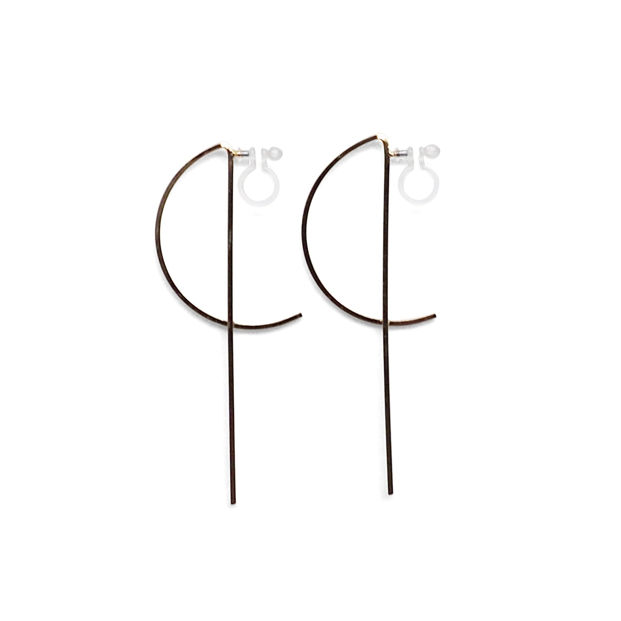 Half-moon invisible clip on stud earrings ( Gold tone ) - miyabigracejewelry.com