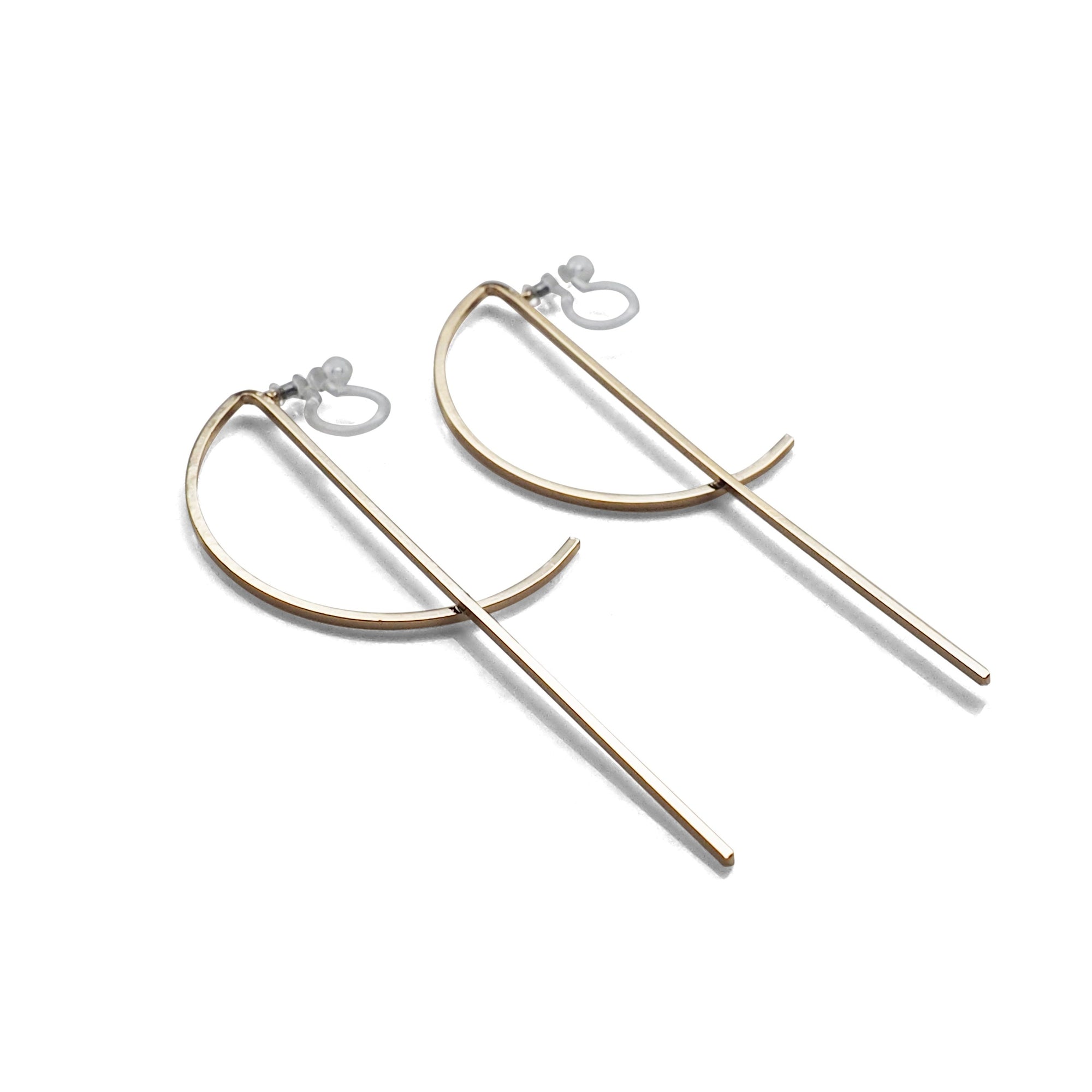 Half-moon invisible clip on stud earrings ( Gold tone ) - miyabigracejewelry.com