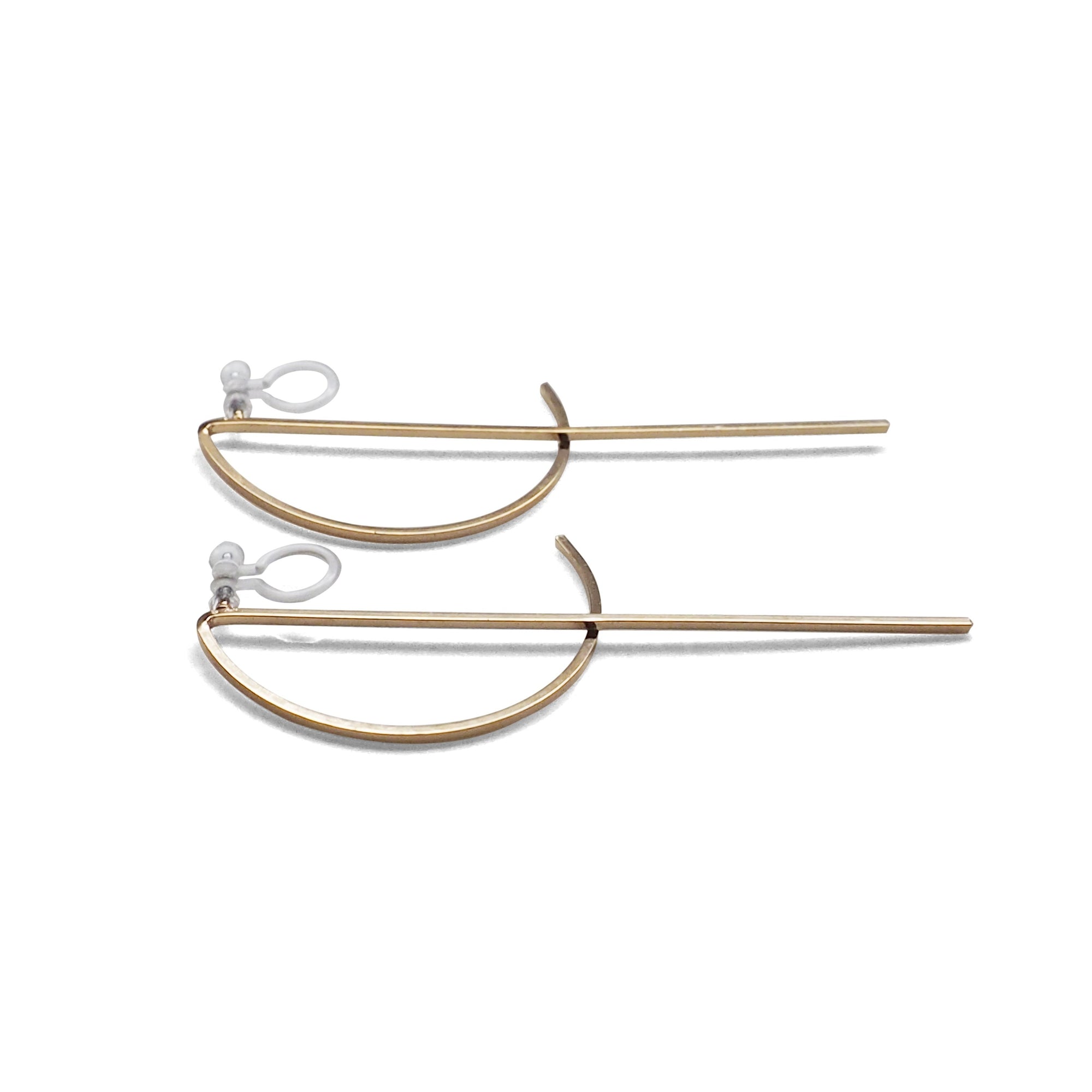 Half-moon invisible clip on stud earrings ( Gold tone ) - miyabigracejewelry.com