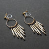 Hoop and beaded fringe invisible clip on earrings ( Gold tone ) - Miyabi Grace