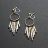 Hoop and beaded fringe invisible clip on earrings ( Gold tone ) - Miyabi Grace