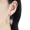 Hoop and beaded fringe invisible clip on earrings ( Gold tone ) - Miyabi Grace
