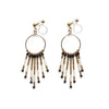 Hoop and beaded fringe invisible clip on earrings ( Gold tone ) - Miyabi Grace