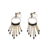 Hoop and beaded fringe invisible clip on earrings ( Gold tone ) - Miyabi Grace