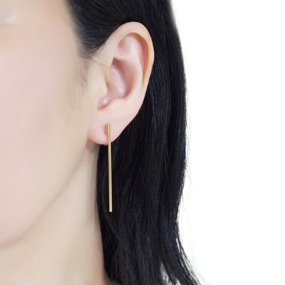 Long invisible clip on stud earrings ( Gold tone ) - miyabigracejewelry.com