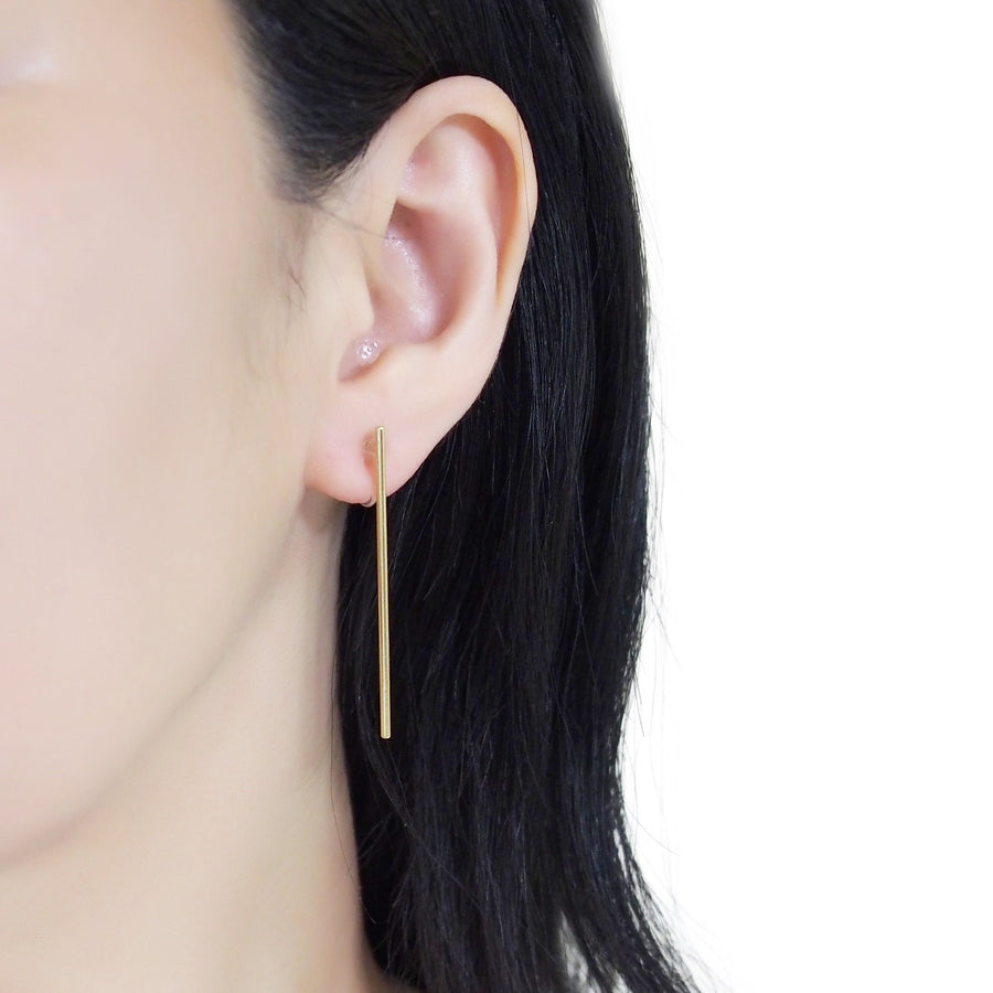 Long invisible clip on stud earrings ( Gold tone ) - miyabigracejewelry.com