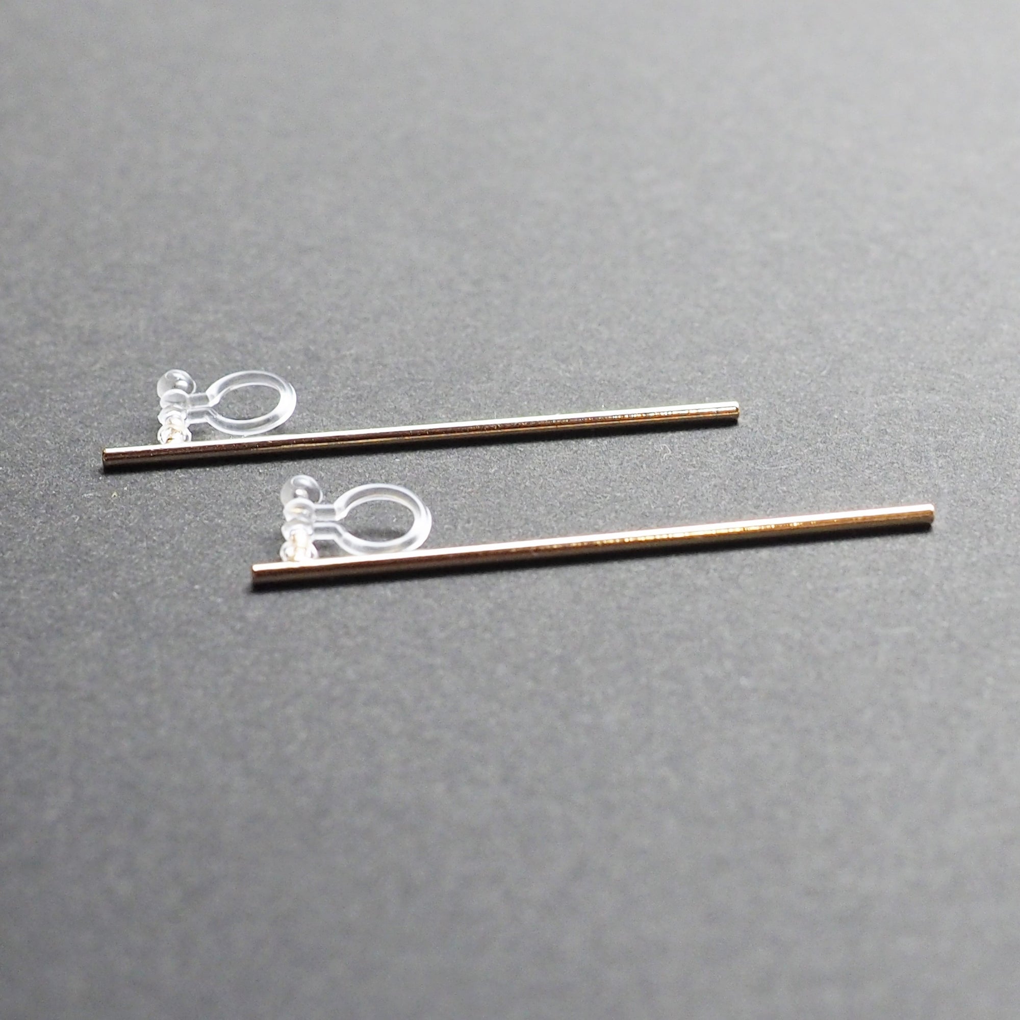 Long invisible clip on stud earrings ( Gold tone ) - miyabigracejewelry.com