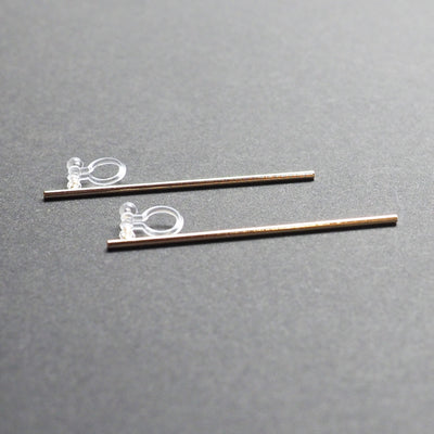 Long invisible clip on stud earrings ( Gold tone ) - miyabigracejewelry.com