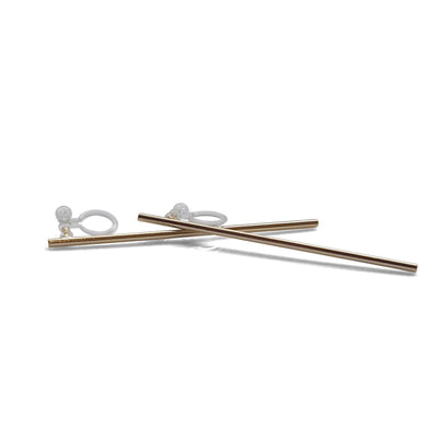 Long invisible clip on stud earrings ( Gold tone ) - miyabigracejewelry.com