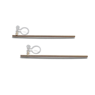 Long invisible clip on stud earrings ( Gold tone ) - miyabigracejewelry.com