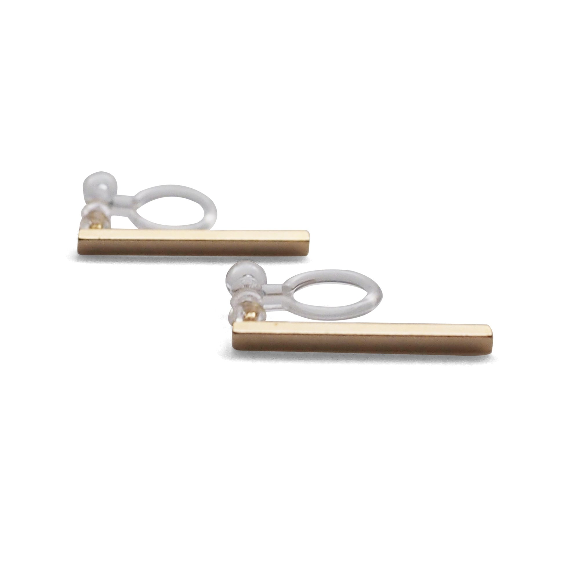 Minimal short bar invisible clip on earrings ( Gold tone ) - miyabigracejewelry.com