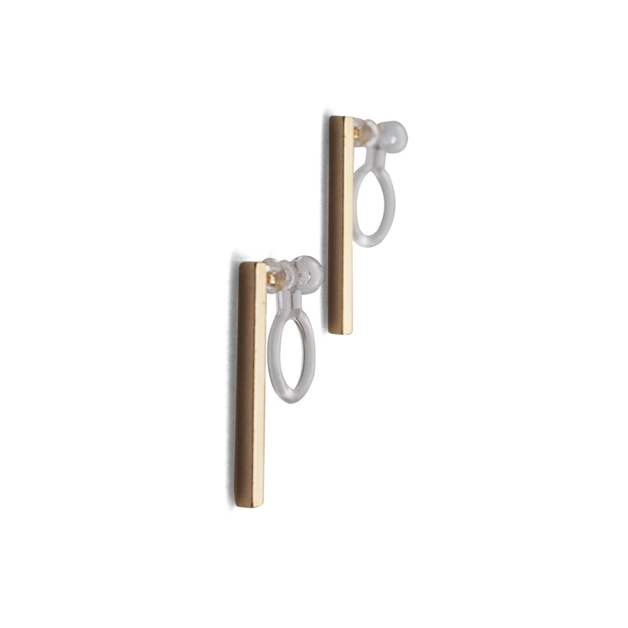 Minimal short bar invisible clip on earrings ( Gold tone ) - miyabigracejewelry.com