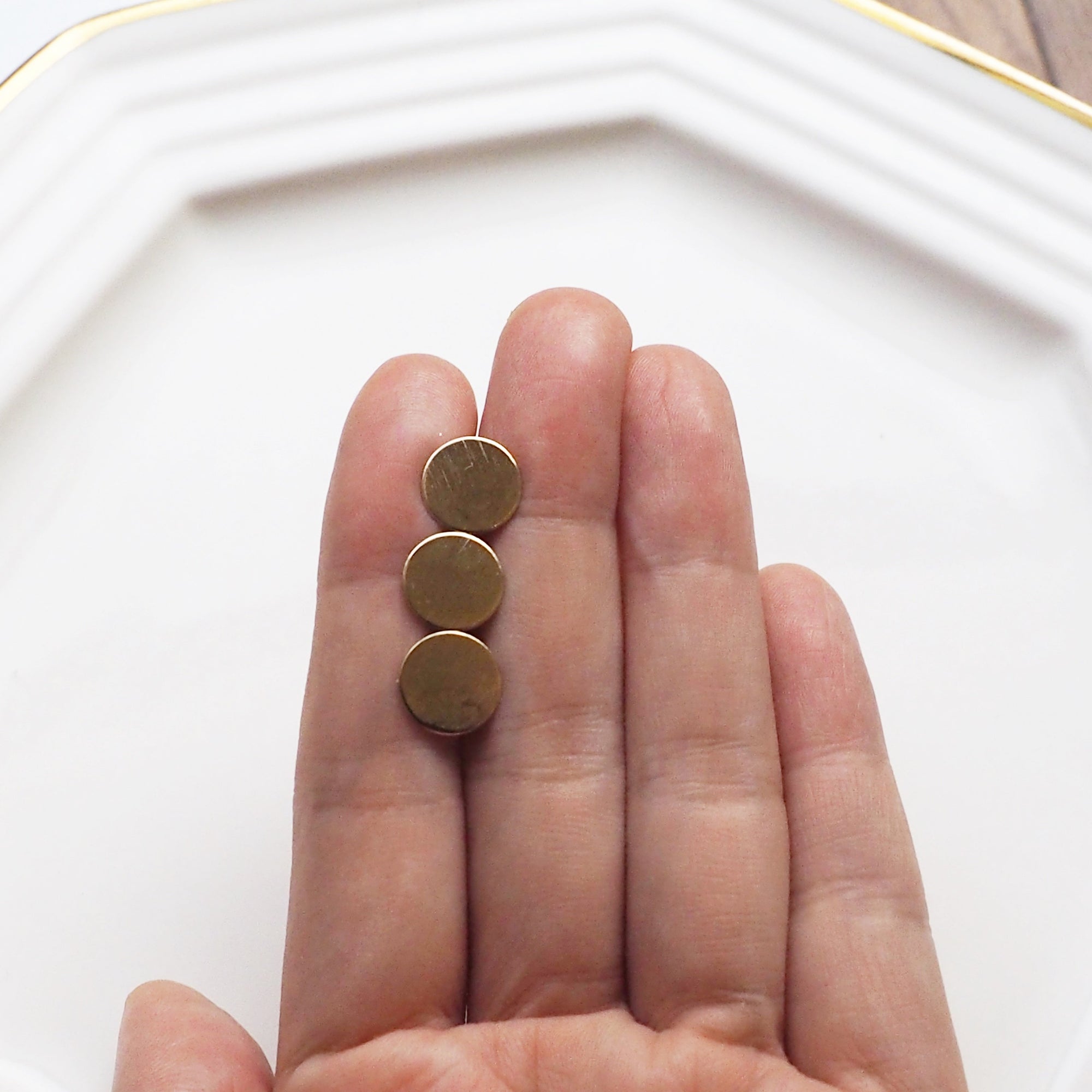 Triple coin invisible clip on earrings ( Gold tone ) - miyabigracejewelry.com