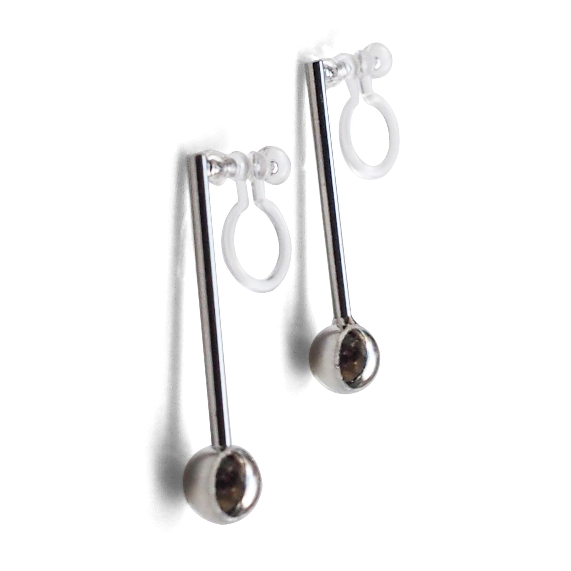 Ball invisible clip on stud earrings ( Silver tone ) - miyabigracejewelry.com