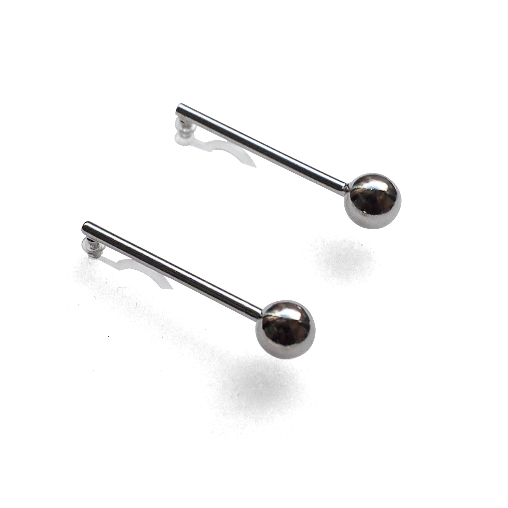 Ball invisible clip on stud earrings ( Silver tone ) - miyabigracejewelry.com